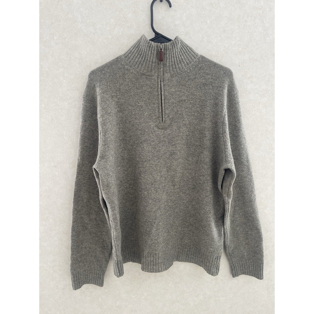 J.Crew  Lambs Wool Quarter ZIP Sweater, Dark Tan Medium